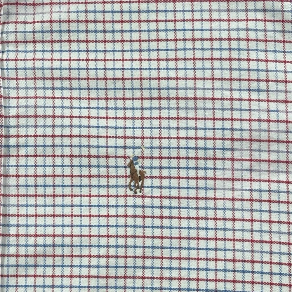 VTG Polo Ralph Lauren Shirt Mens L Oxford Plaid‎ Blake Button Up Blue Red Preppy